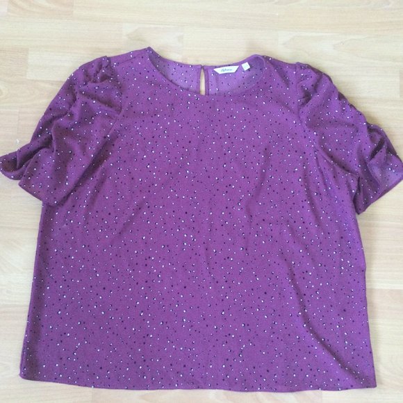 Reitmans XXL Rouched Short Sleeve Pink Blouse - Picture 3 of 8